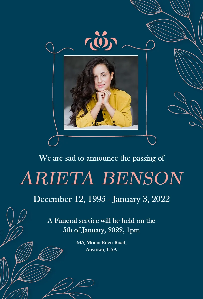 Death Announcement Cards Maker  PhotoADKing Throughout Death Anniversary Cards Templates