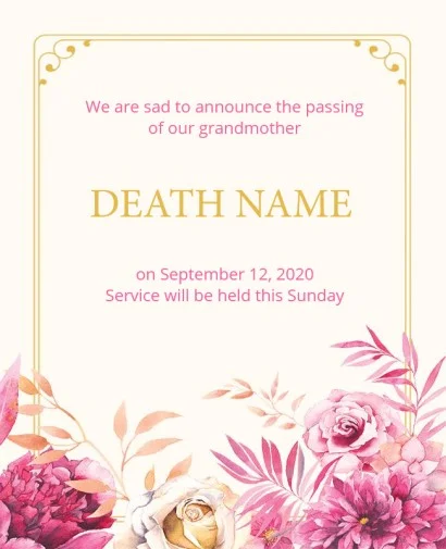 Death Announcement Cards Maker Photoadking